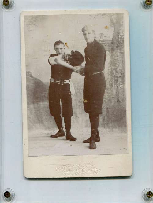 Early Base Ball Players in Black Uniforms in Studio